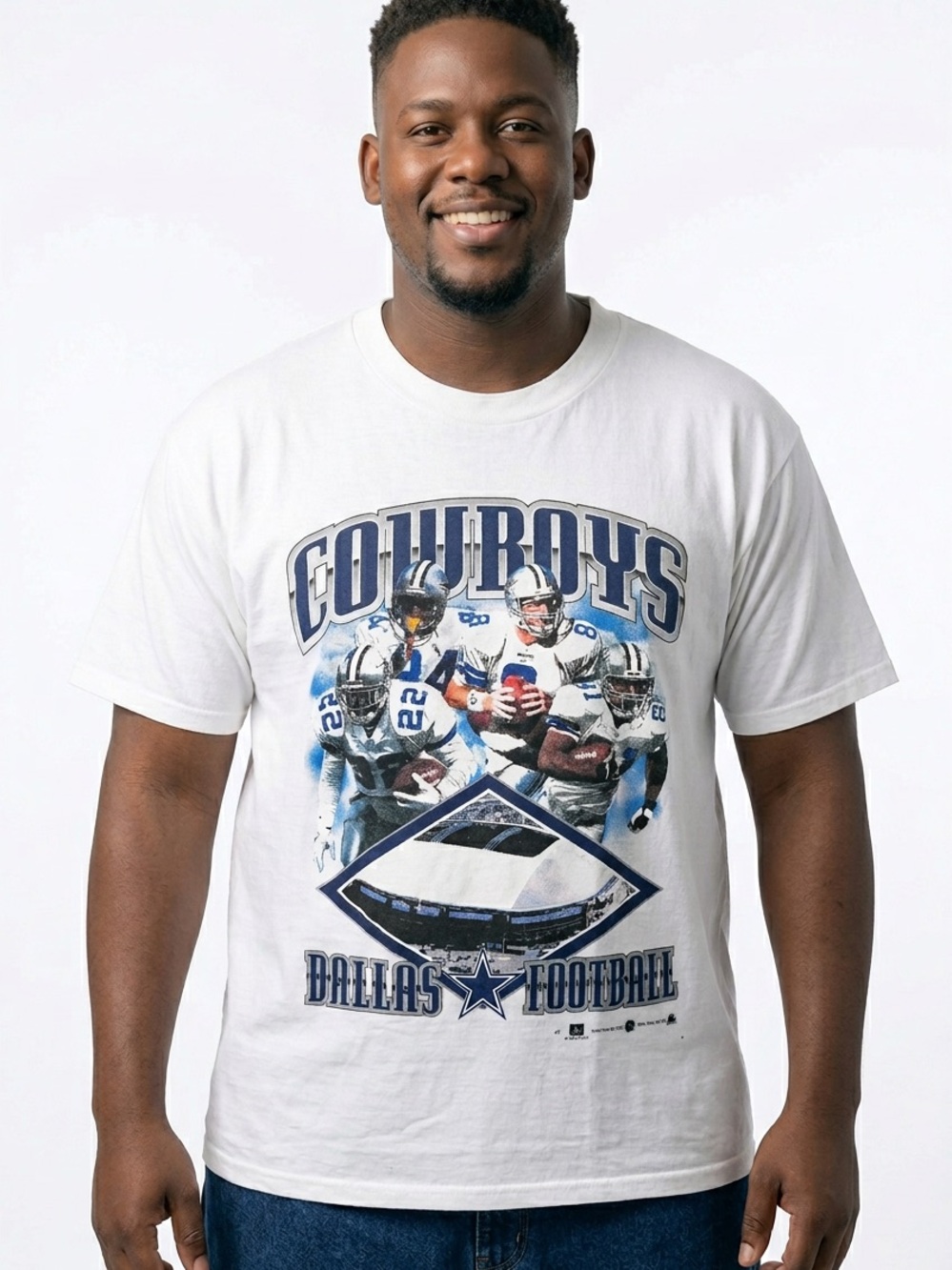 VINTAGE Dallas Cowboys White Graphic Tee 2000 Men’s Size Large